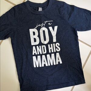 Next Level Apparel Just A Boy and His Mama Blue White Short Sleeve Tee Small 5/6